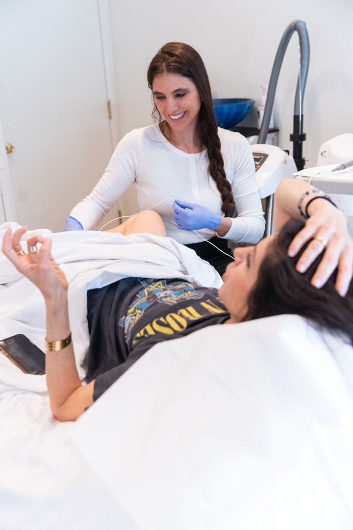 woman receiving vagina tightening treatment