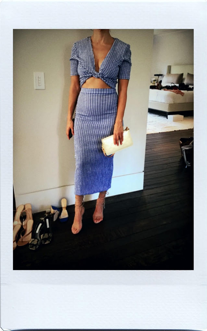 Kourtney Kardashian wearing gingham dress