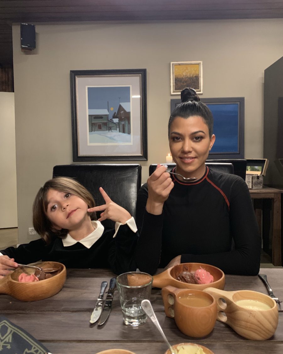 kourtney kardashian and penelope eating reindeer broth in finland