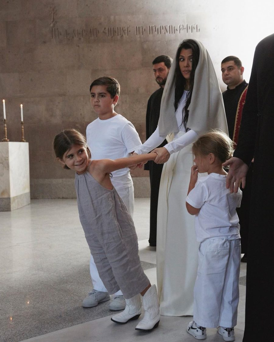 kourtney kardashian and kids at Etchmiadzin Cathedral