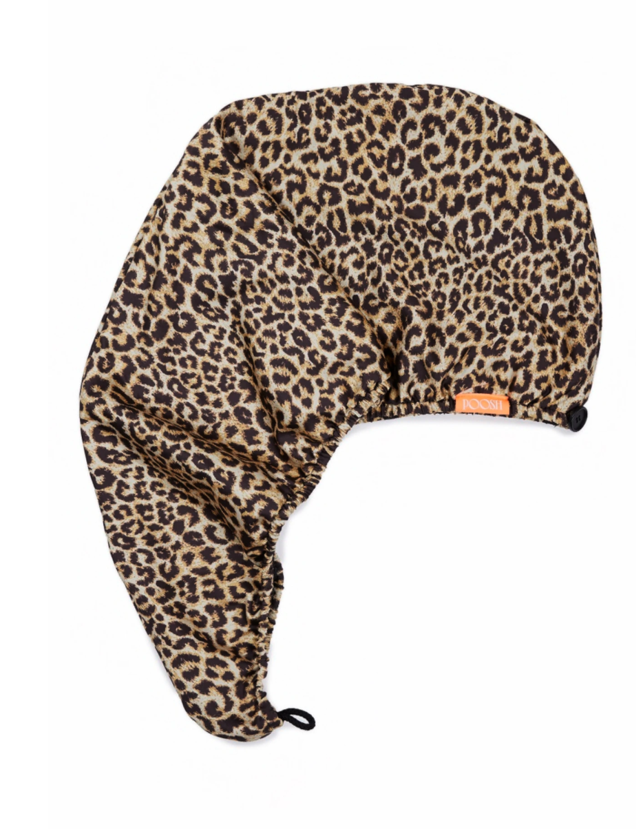 Aquis x Poosh Rapid Dry Leopard Print Hair Turban