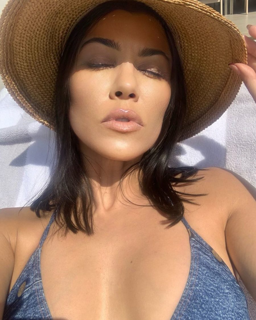 kourtney kardashian sun hat and bikini