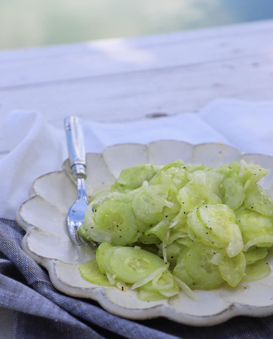 napkin and cucumber salad