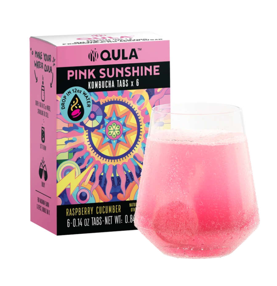 Qula Pink Sunshine Raspberry Cucumber Kombucha 6-Pack $15