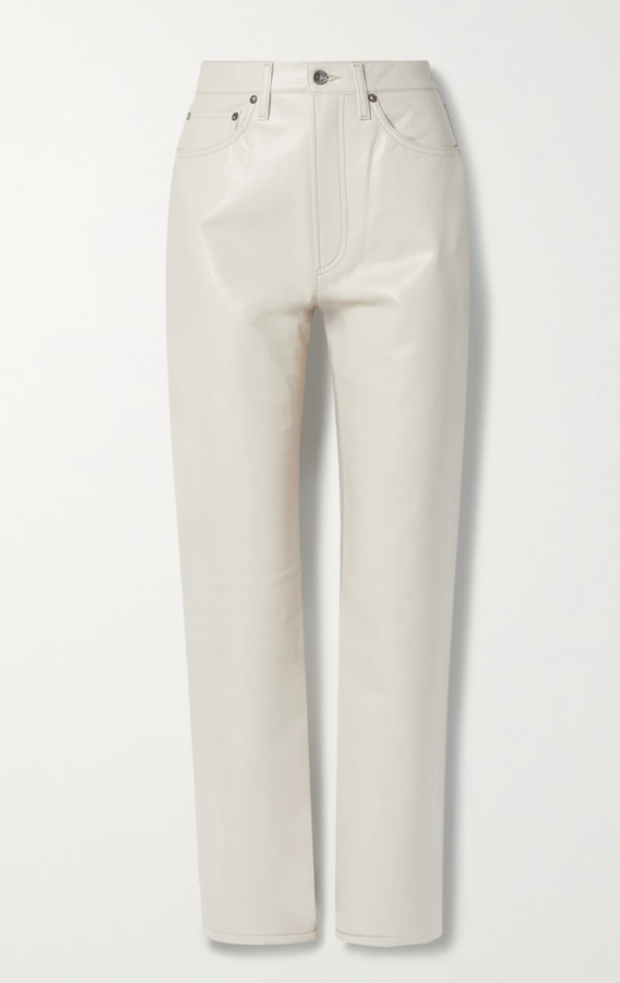 Agolde Recycled Leather-Blend Straight-Leg Pants $320