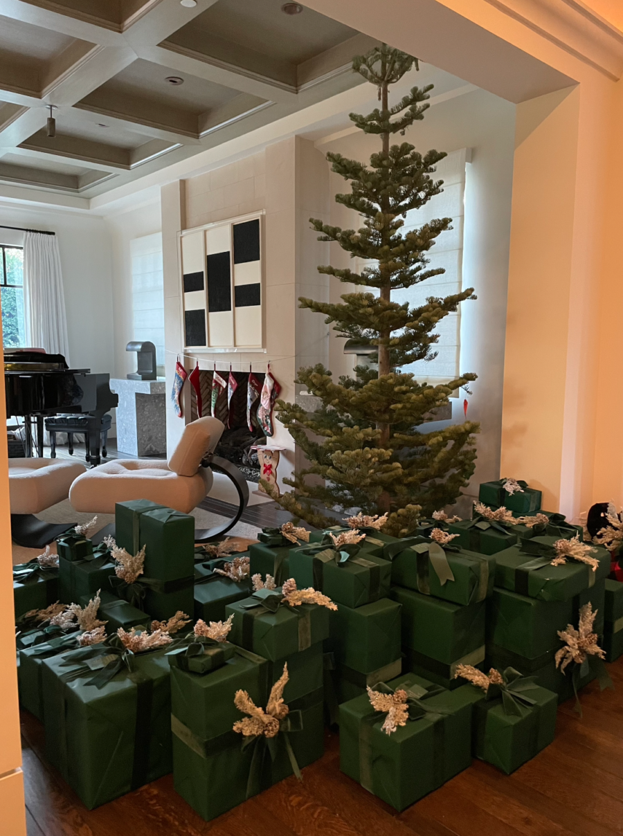 Kourtney Kardashian House Christmas Decor christmas presents under tree