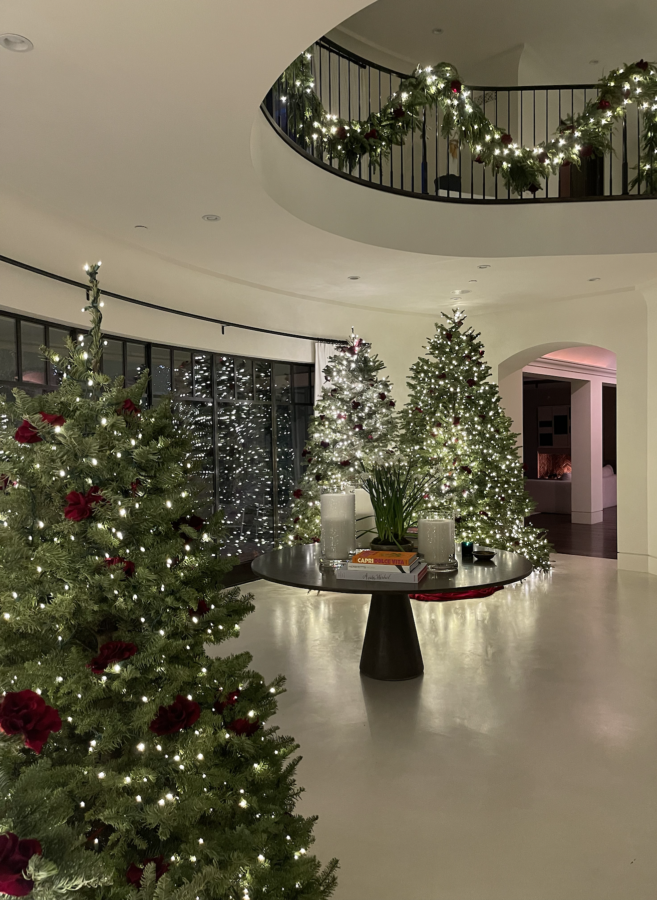Kourtney Kardashian Christmas decor 2021 trees and upstairs