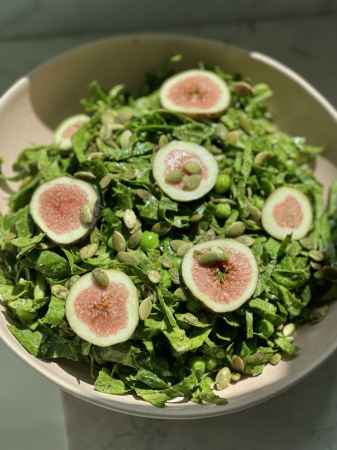 photo of Collard Green Salad with Figs, Peas, and Pumpkin Seeds