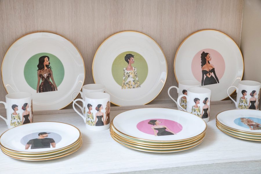 Kris Jenner Dish Closet custom plates of the family
