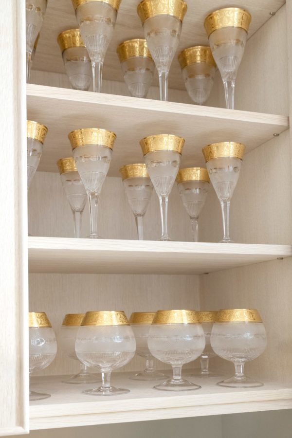 Kris Jenner glassware clear with gold trim 2