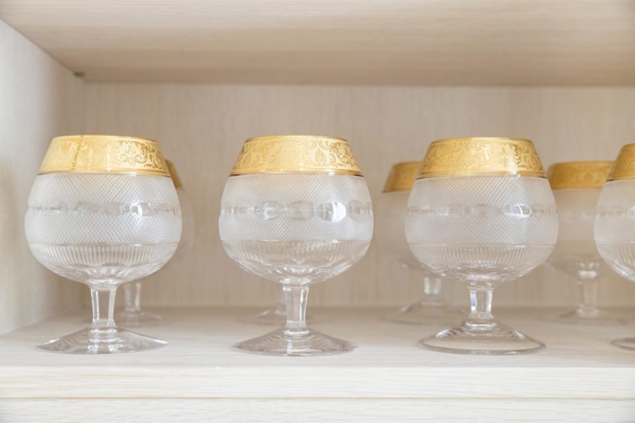 Kris Jenner glassware clear with gold trim