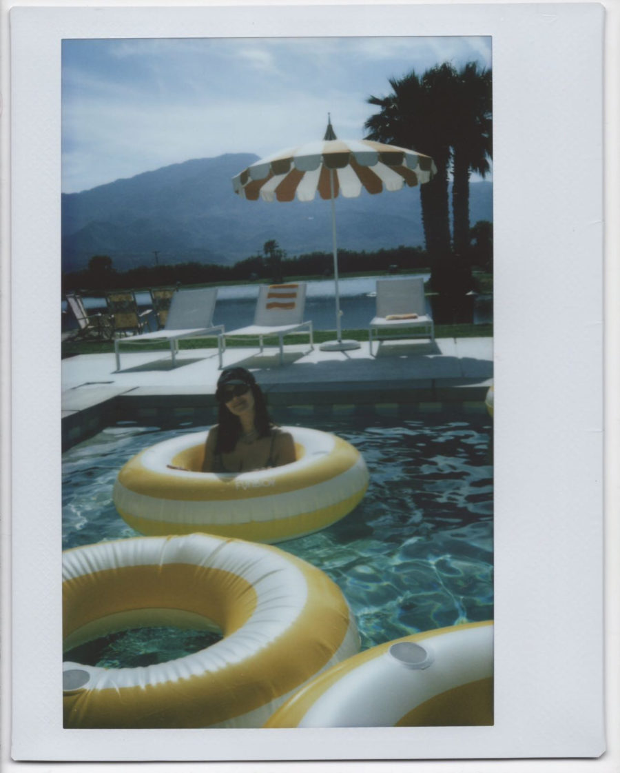 dani michelle in pool with yellow floatie