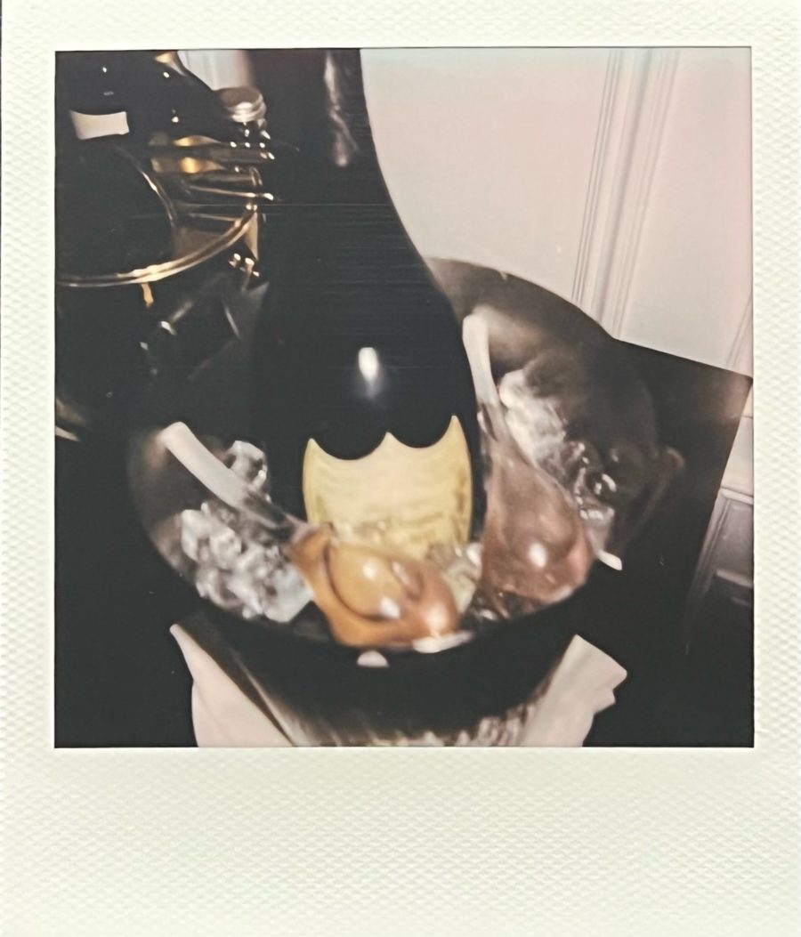 champagne bottle and cryo globes in ice bucket