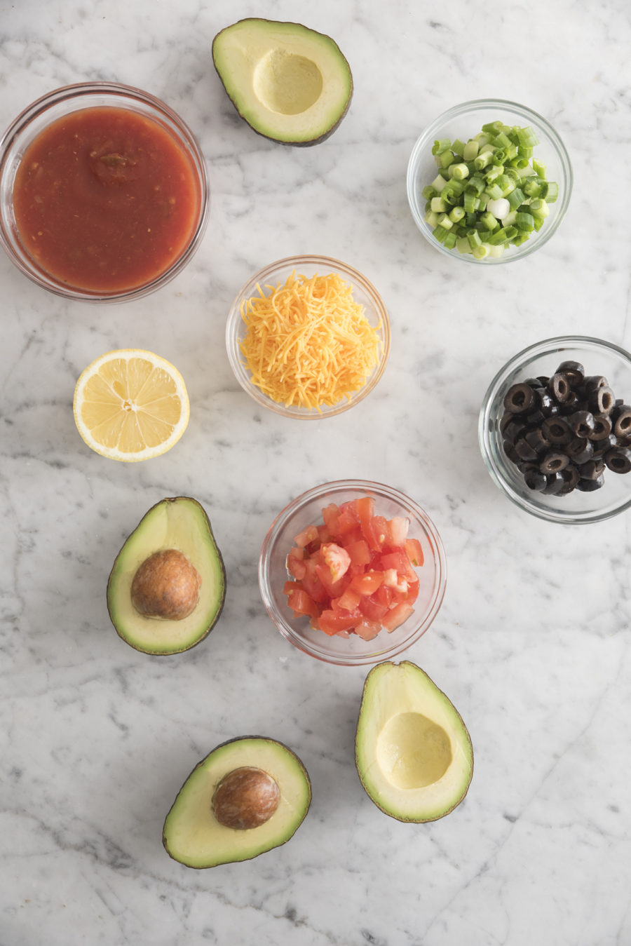 overhead shot of ingredients for kris jenner layered dip