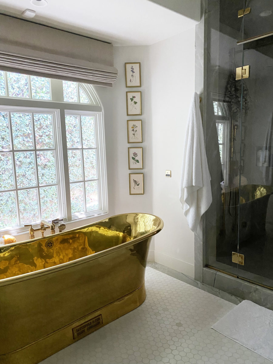 kendall jenner bathroom gold tub and shower