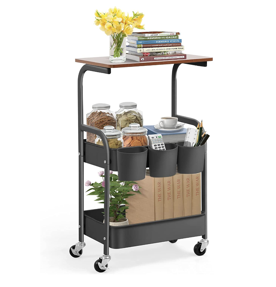 Lezoia 3-Tier Metal Rolling Cart with Tabletop $38