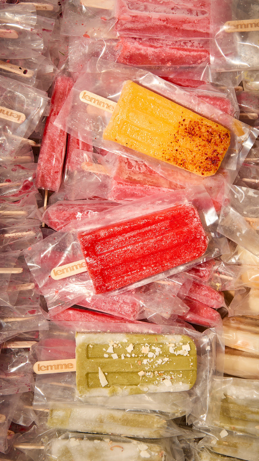 Colorful popsicles laying flat