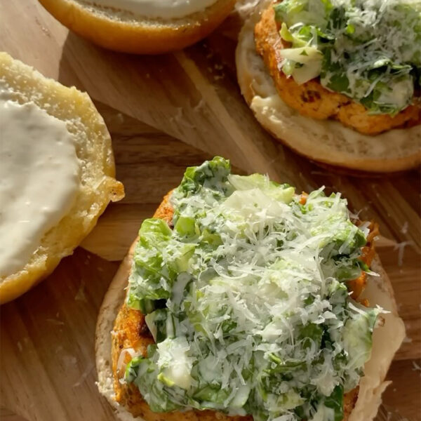 Garlic Parmesan Chicken Caesar Sandwich