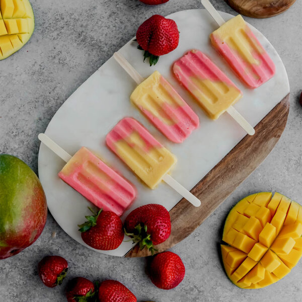 Strawberry Mango Probiotic Popsicles