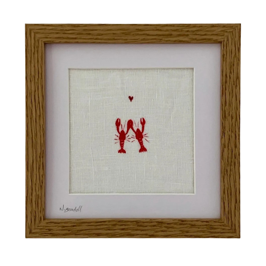 Shop Etsy Hand-painted Lobsters on Linen 
