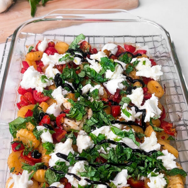 Sheet Pan Caprese Baked Gnocchi